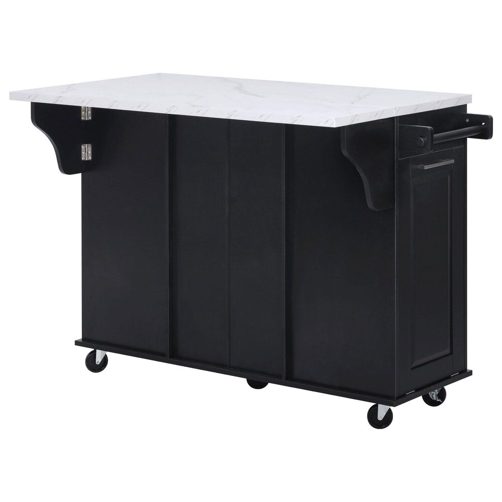 HOMLUX 51" Kitchen Island with Tilt Trash Can Cabinet in Black, , large