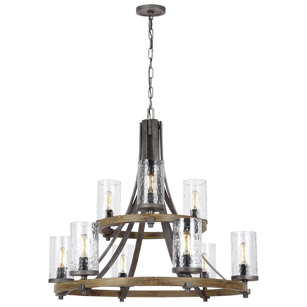 Murray Feiss Angelo 9-Light Chandelier in Distressed Weathered Oak and Slate Grey, , large