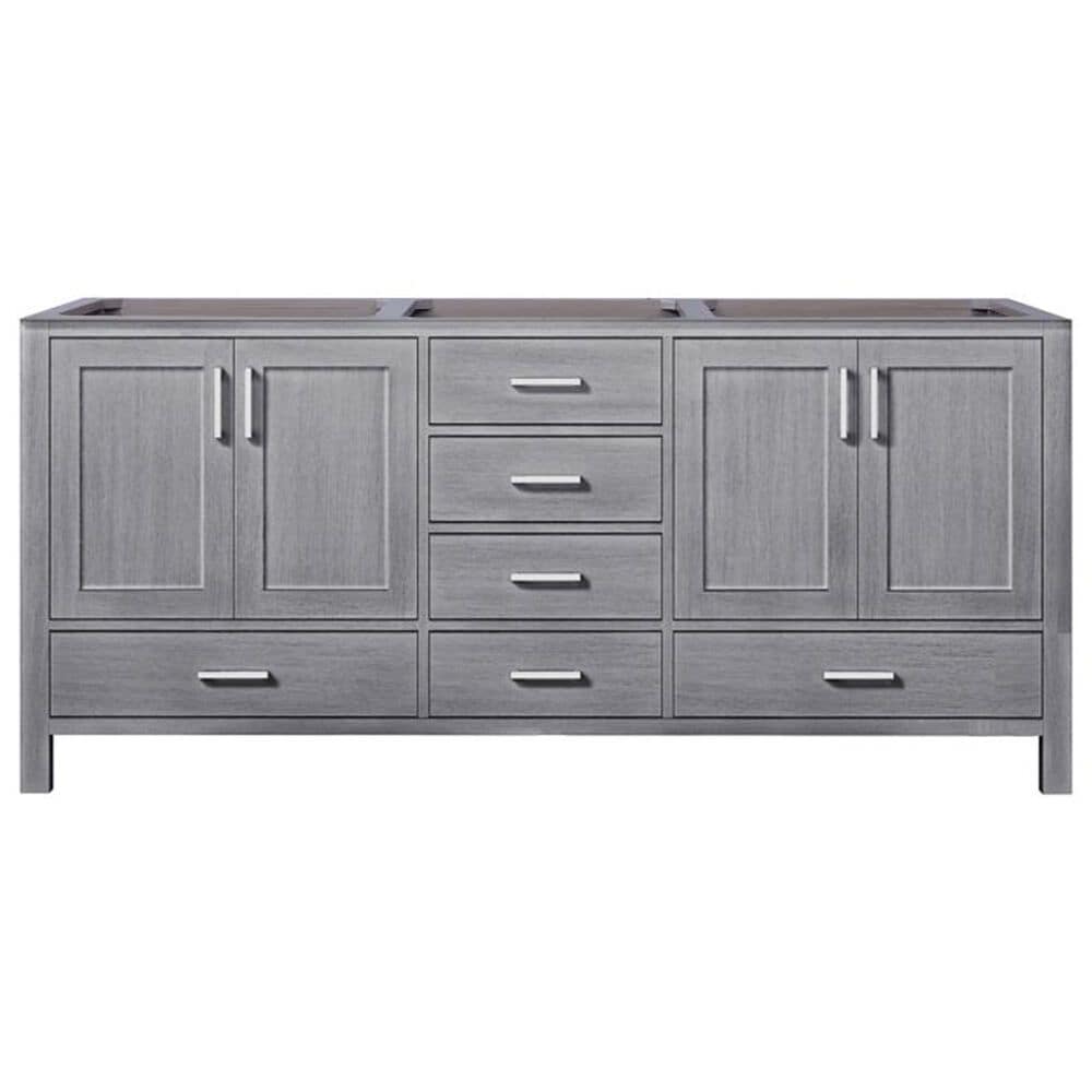 Lexora Home Jacques 72&quot; Double Bathroom Vanity in Distressed Grey with 2 cm White Carrara Marble Top and Rectangular Sinks, , large