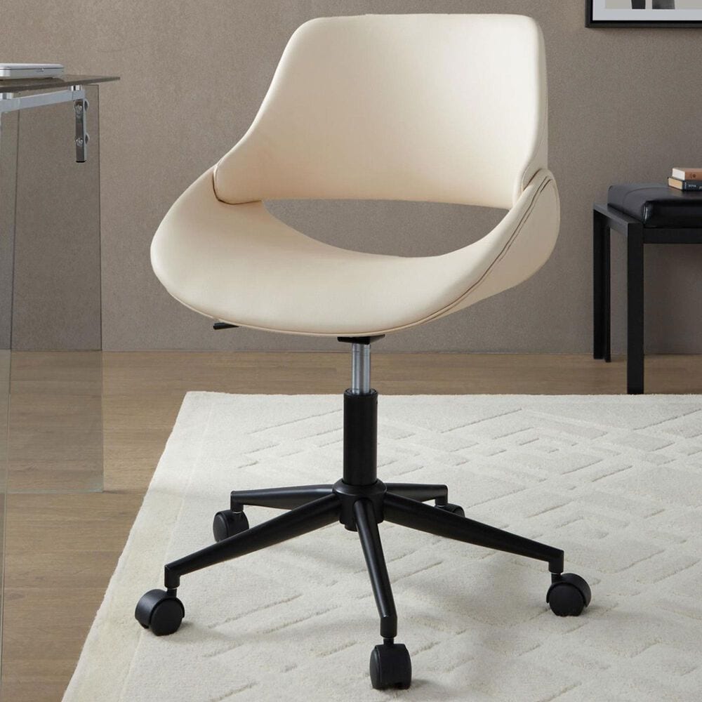 Lumisource Fabrico Office Chair with Cream Cushion in Black, , large