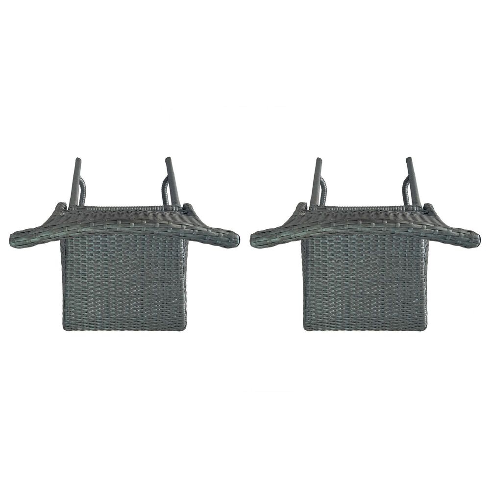 Hearth and Haven Outdoor Rattan Armless Barstool in Grey (Set of 2), , large