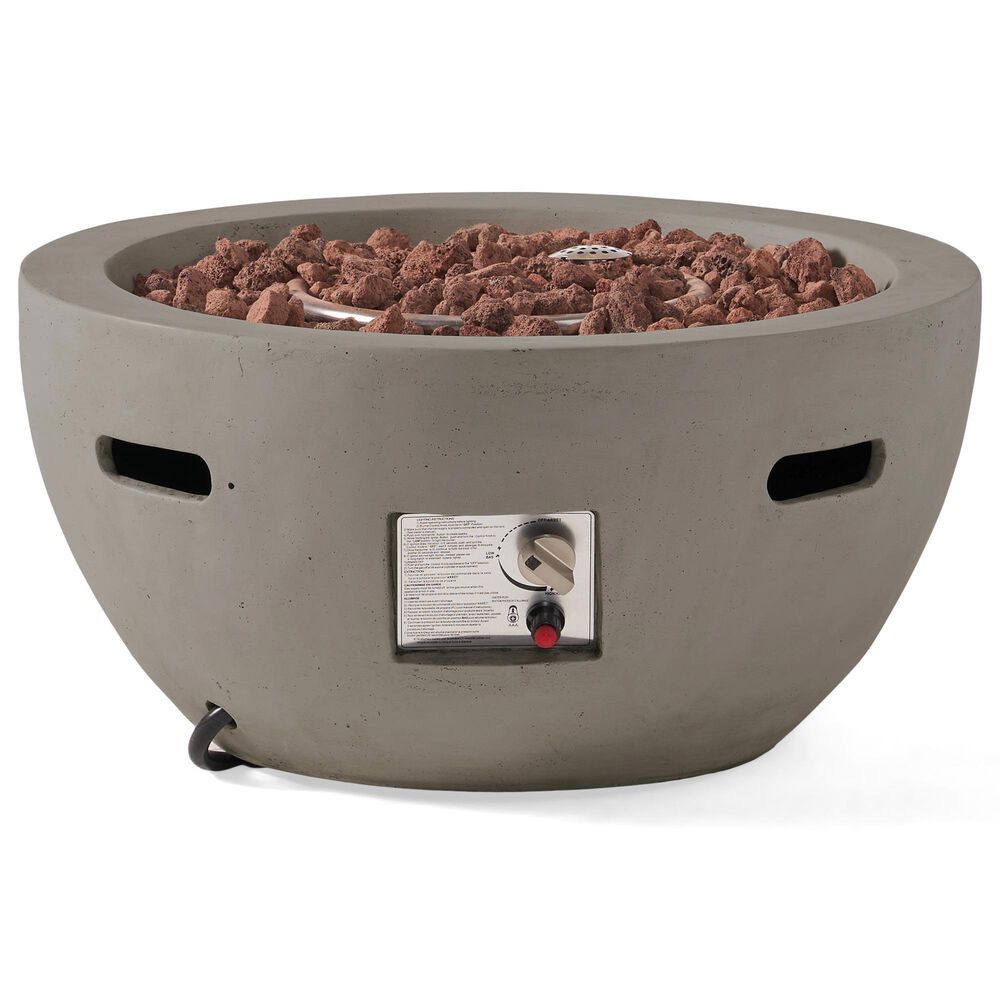 Hearth and Haven Outdoor Bowl-Shaped Propane Fire Pit with 40,000 BTU Output in Light Gray, , large
