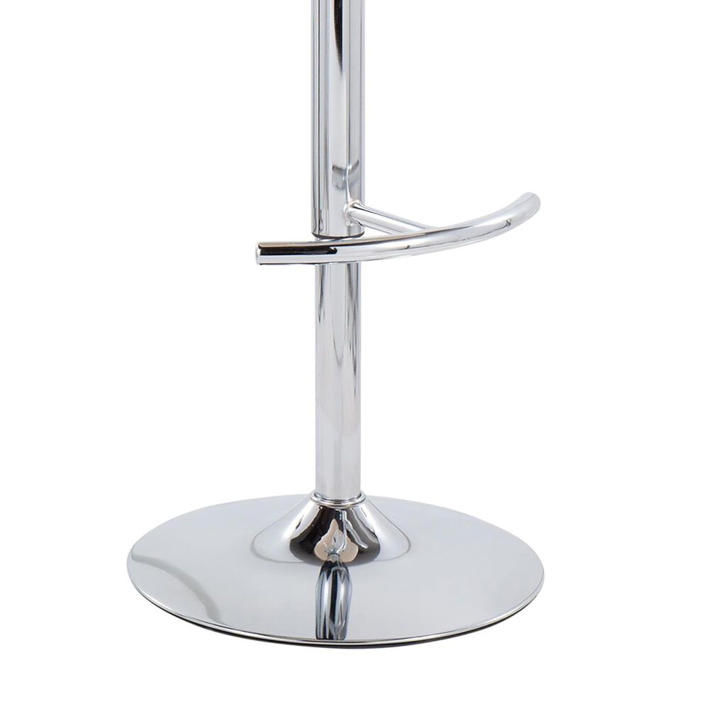 LumiSource Fabrico Swivel Adjustable Bar Stool with Cream Faux Leather Upholstery and Rounded T Footrest in Chrome (Set of 2), , large