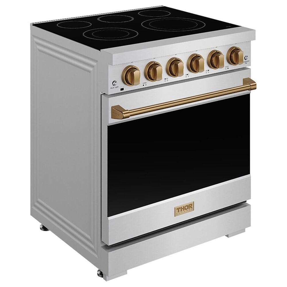 Thor Kitchen Gordon Ramsay 4.6 Cu. Ft. Professional Freestanding Electric Range with Bronze Handle Kit in Stainless Steel, , large