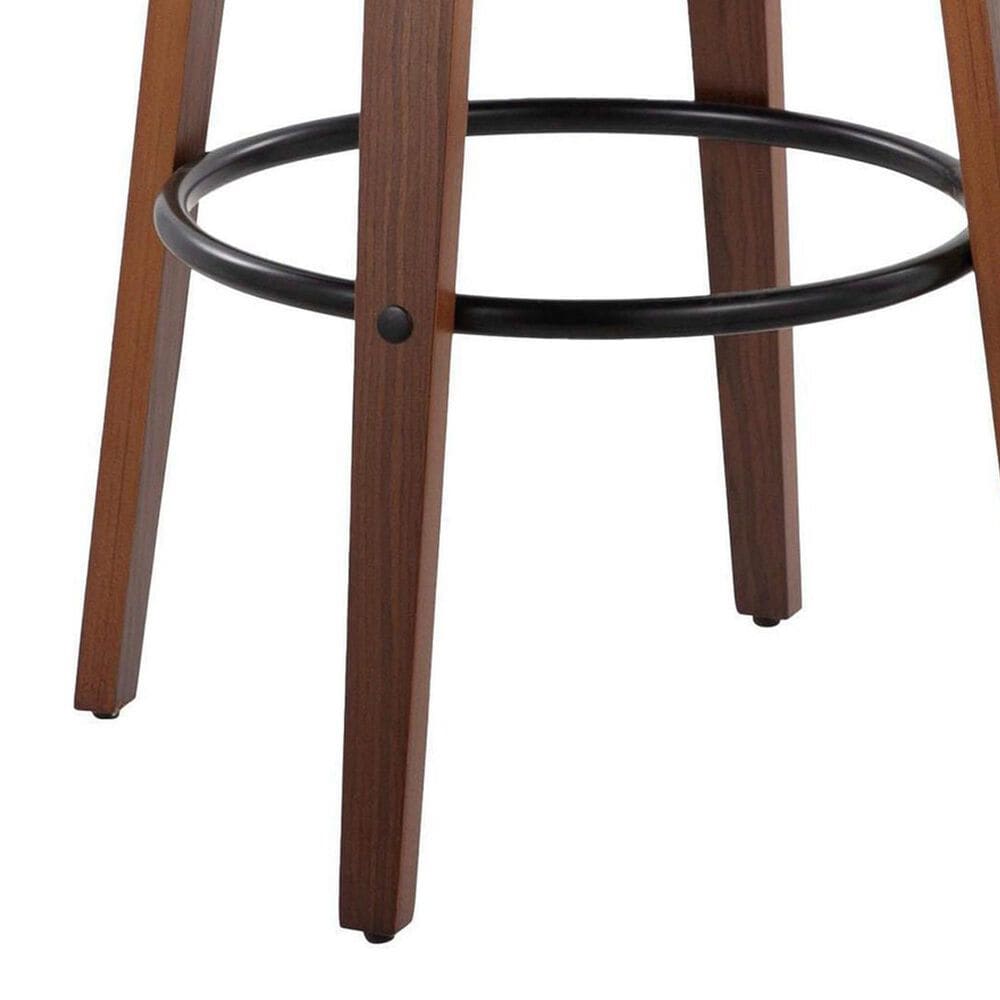 LumiSource Grotto Swivel Bar Stool with White Velvet Upholstery in Walnut Wood and Black (Set of 2), , large
