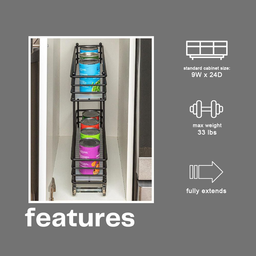 Household Essentials Glidez 2-Tier Multipurpose Pull Out/Slide Out Storage Organizer in Black, , large