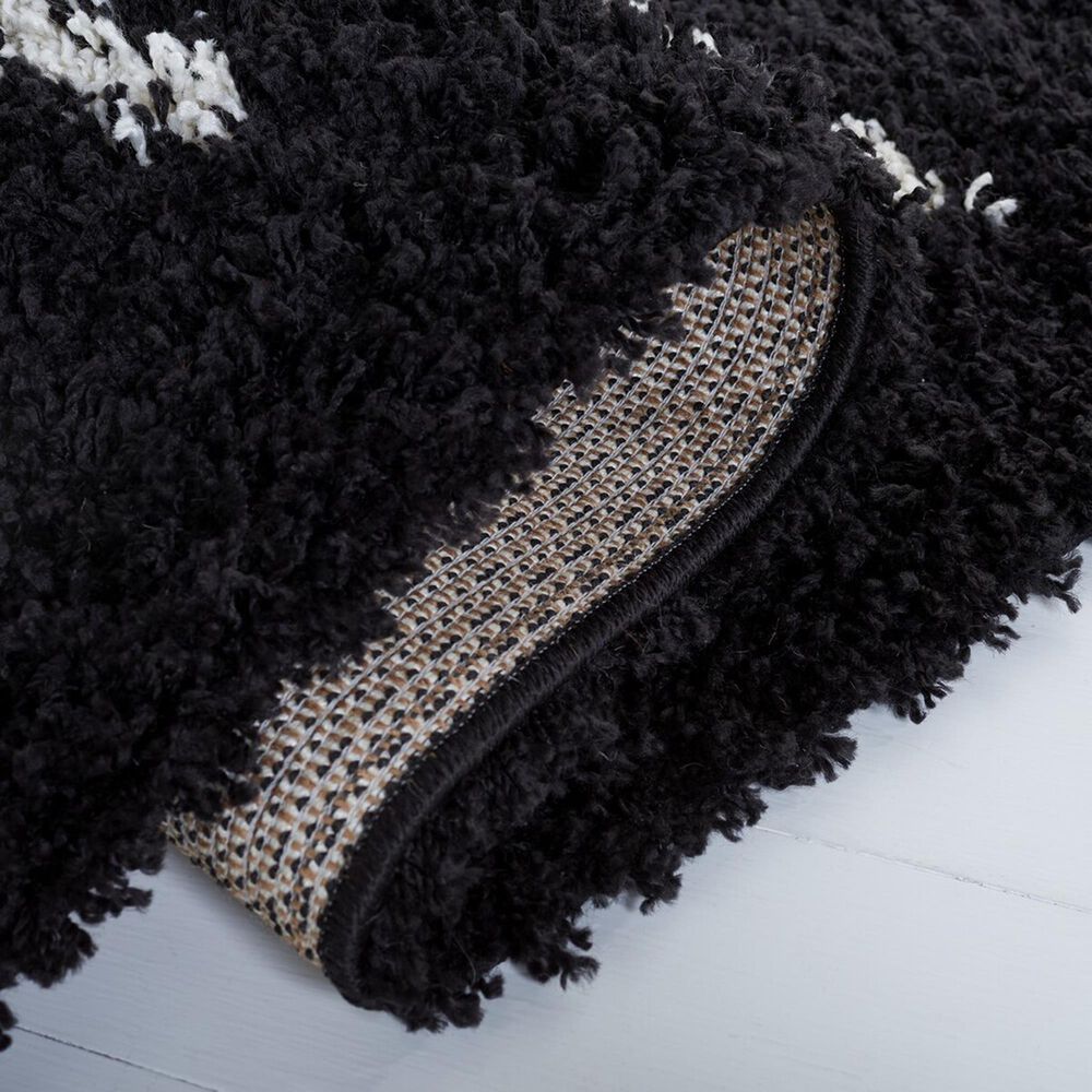 Safavieh Venus Shag VNS604Z 5&#39;3&quot; x 7&#39;6&quot; Black and Ivory Area Rug, , large