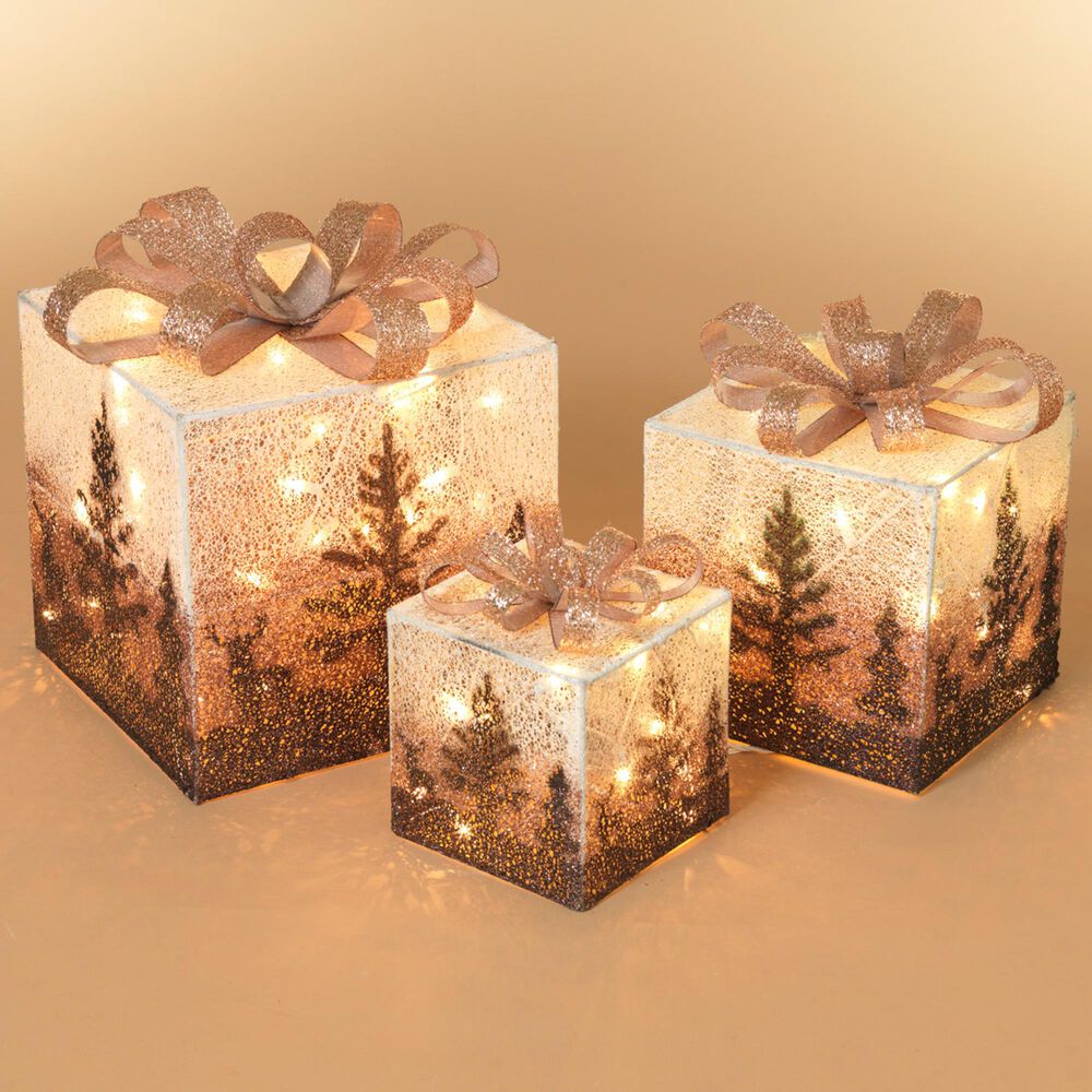The Gerson Company Holiday Jewel Gift Box Decor in White (Set of 3), , large