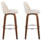 LumiSource Toriano Swivel Bar Stool with Cream Noise Fabric Upholstery in Walnut and Chrome (Set of 2), , large