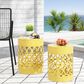 Hearth and Haven Outdoor End Table with Overlapping Circle Design in Yellow (Set of 2), , large