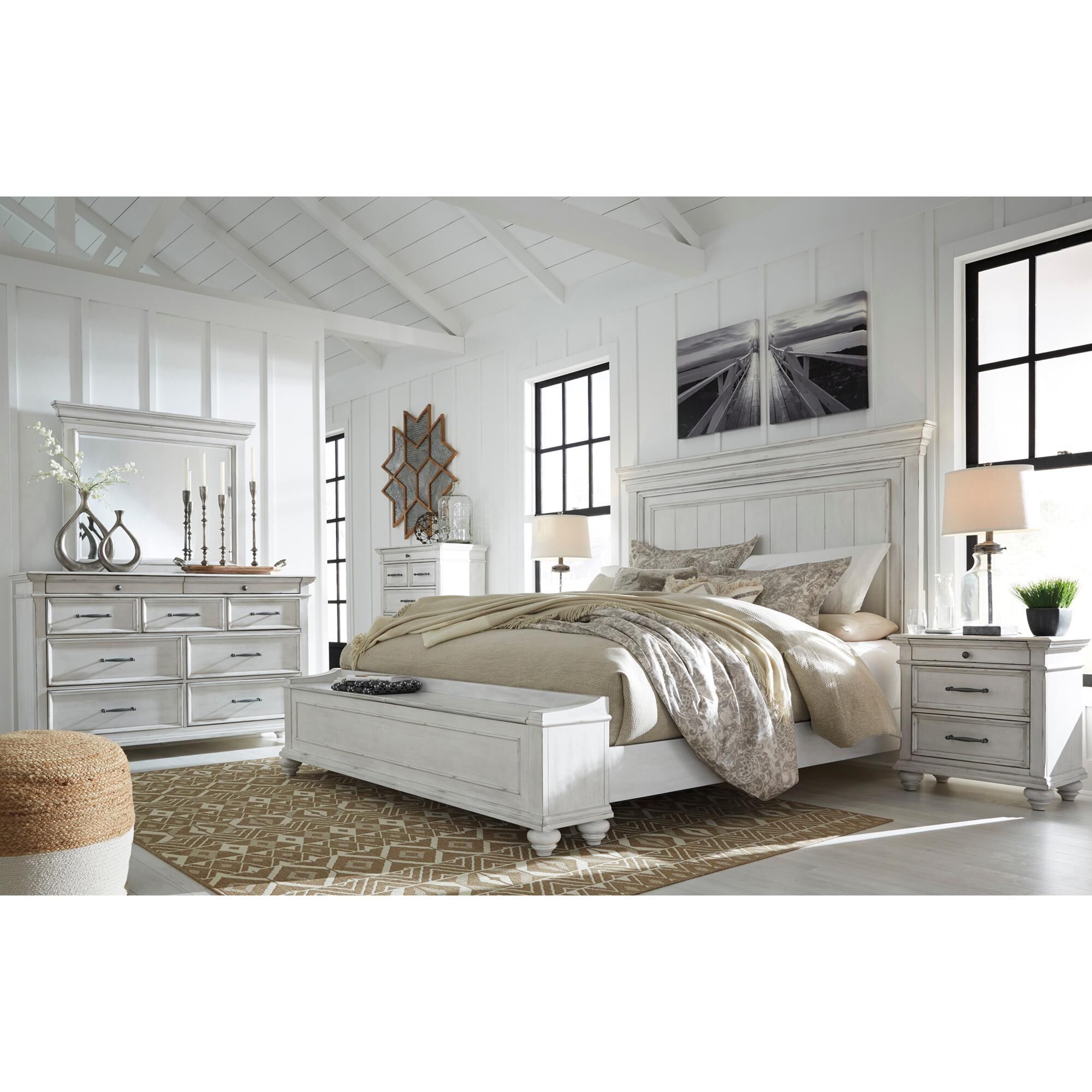 Signature Design by Ashley Kanwyn 5-Piece King Storage Bedroom Set in  Whitewash