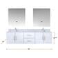 Lexora Home Geneva 72" Double Bathroom Vanity in Glossy White with 2 cm White Carrara Marble Top and Rectangular Sinks, , large