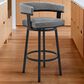 Armen Living Lorin 30" Swivel Bar Stool with Gray Cushion in Matte Black, , large
