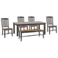 Declan Dining Champlain 6-Piece Rectangular Dining Set in Distressed Black and Spice Washed, , large