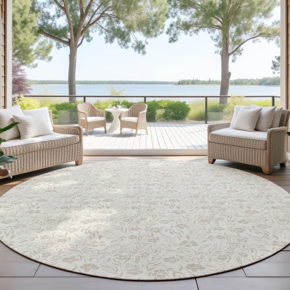 Dalyn Rug Company Soft Essentials Floral Linen 8' Round Indoor/Outdoor Area Rug, , large