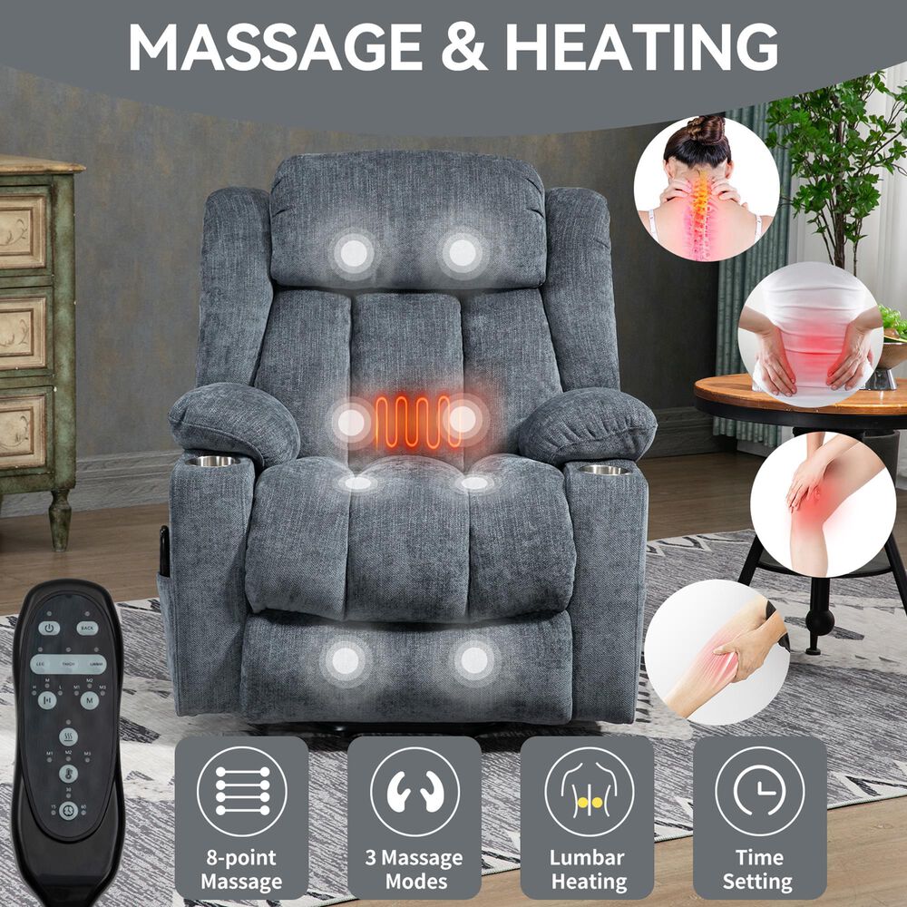 Hearth and Haven Power Lift Recliner in Blue, , large