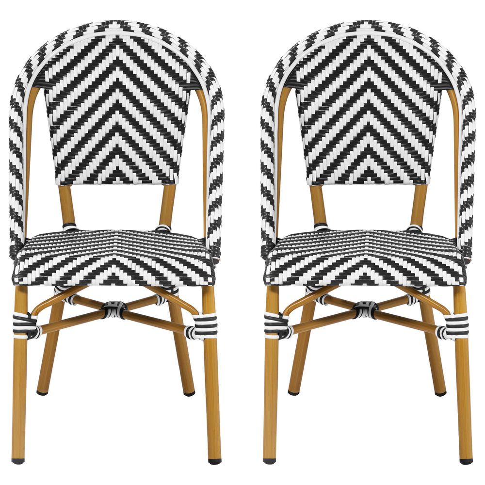 Furniture of America Lam Patio Dining Chair in Black/White (Set of 2), , large