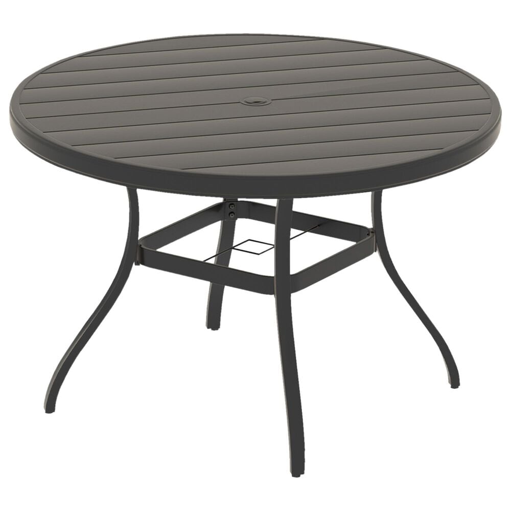Hearth and Haven Outdoor 53" Round Dining Table with Umbrella Hole in Black - Table Only, , large