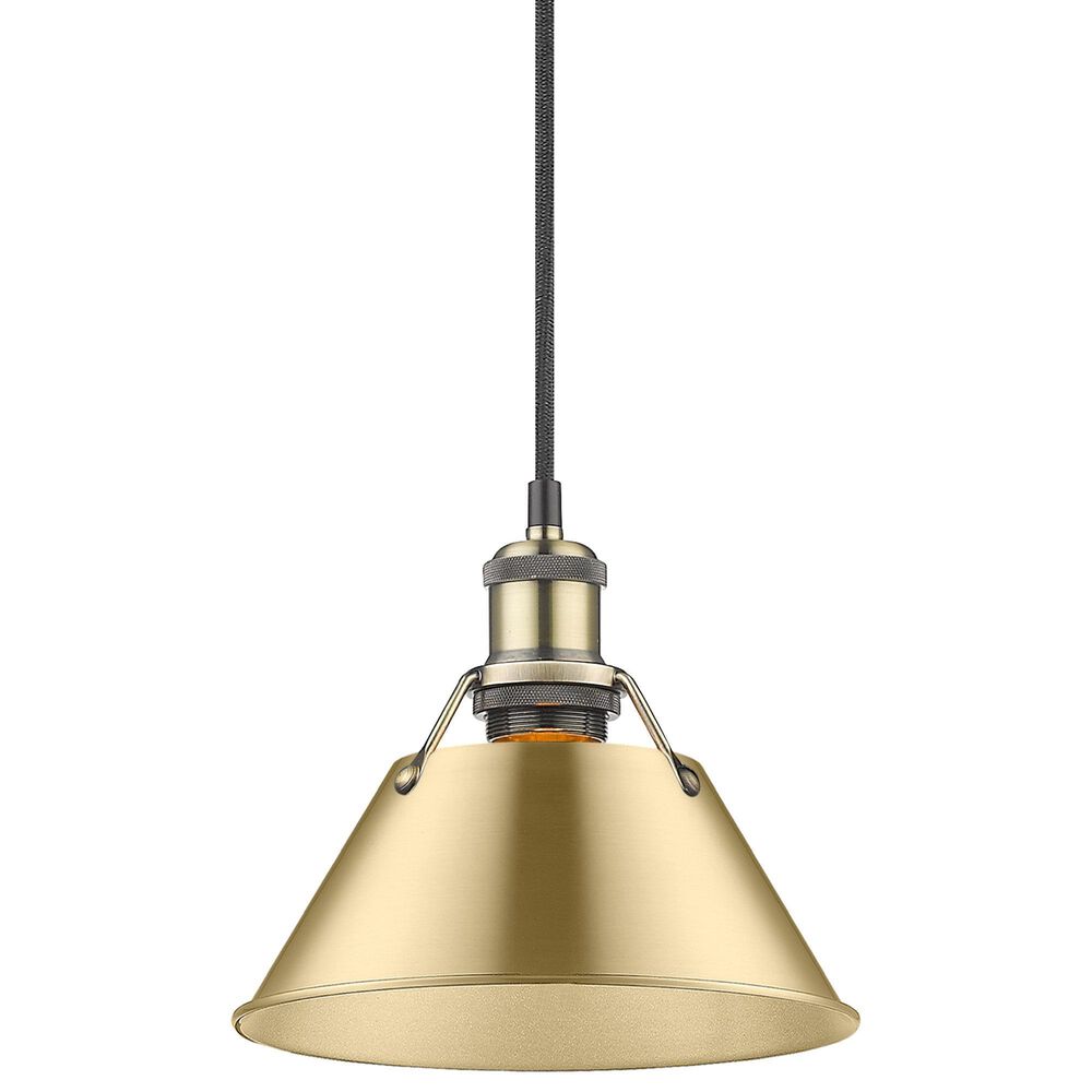 Golden Lighting Orwell 1-Light Small Pendant with Brushed Champagne Bronze Shade in Aged Brass, , large