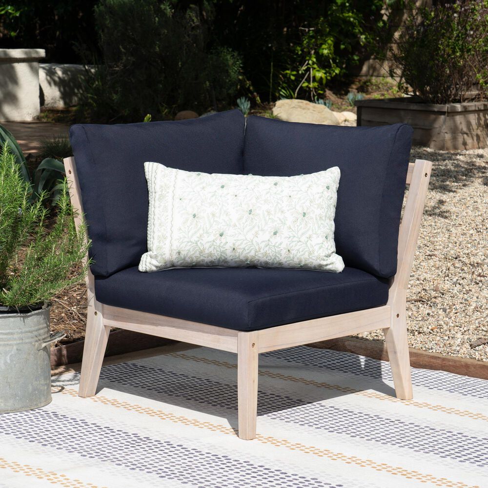 Linon Home Decor Teagon Patio Corner Chair in Navy, , large