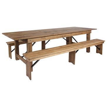Flash Furniture Hercules 3-Piece 9" Rectangular Folding Table Set in Brown, , large