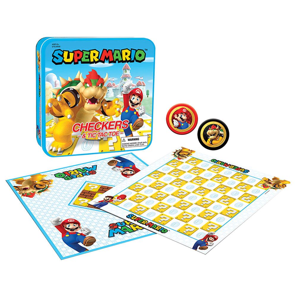 USAopoly Checkers and Tic Tac Toe Mario vs. Bowser Board Game, , large