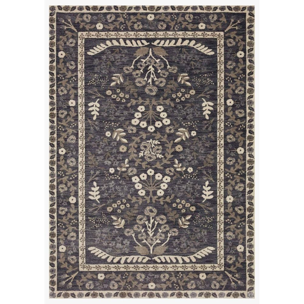 Rifle Paper Co. x Loloi Fiore FIO-01 7"10" x 10" Charcoal and White Area Rug, , large