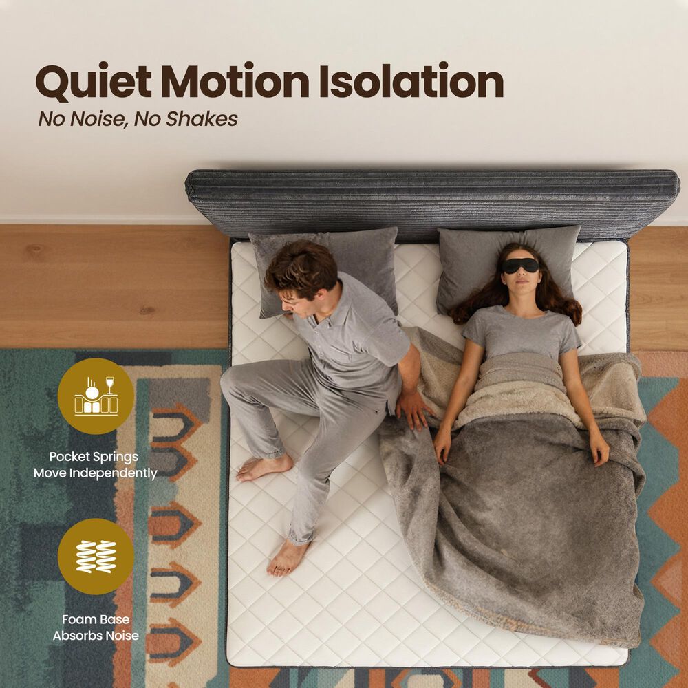 HOMLUX Plush Queen Mattress with Grey Headboard, , large