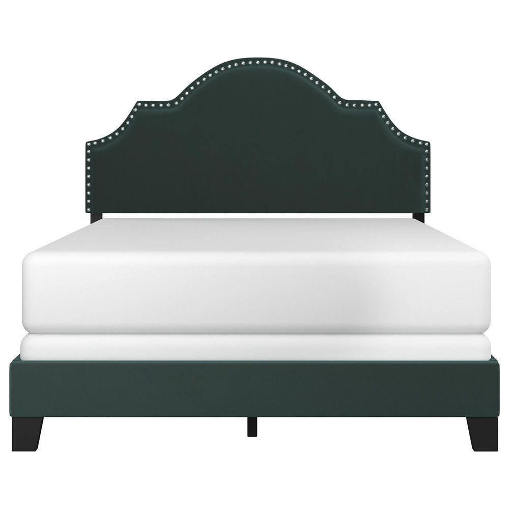 Richlands Furniture Cynthia Full Panel Bed with Green Upholstery in Black, , large