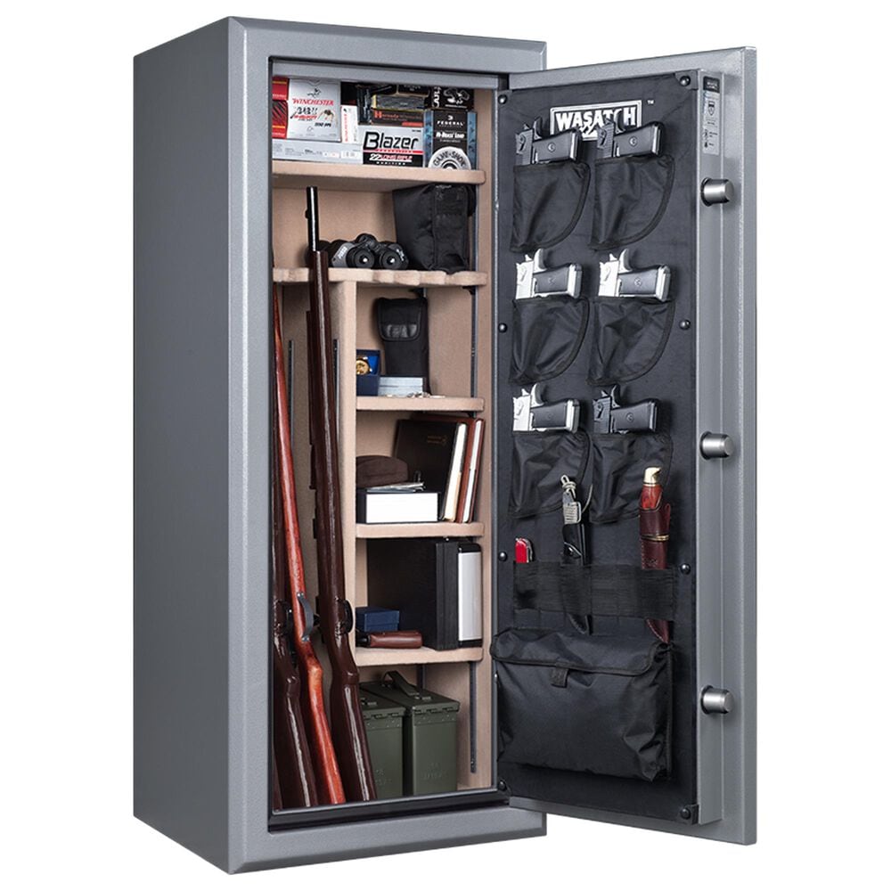 Wasatch 24-Gun Fireproof and Waterproof Safe with Electronic Lock in Pebble Gray, , large