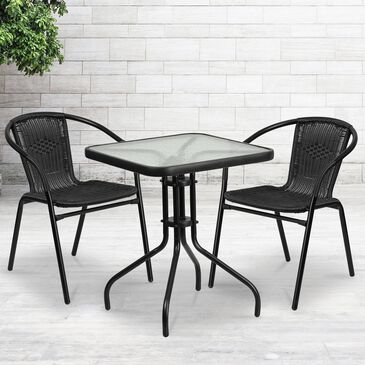 Flash Furniture 3-Piece Glass/Metal Table Set in Black, , large