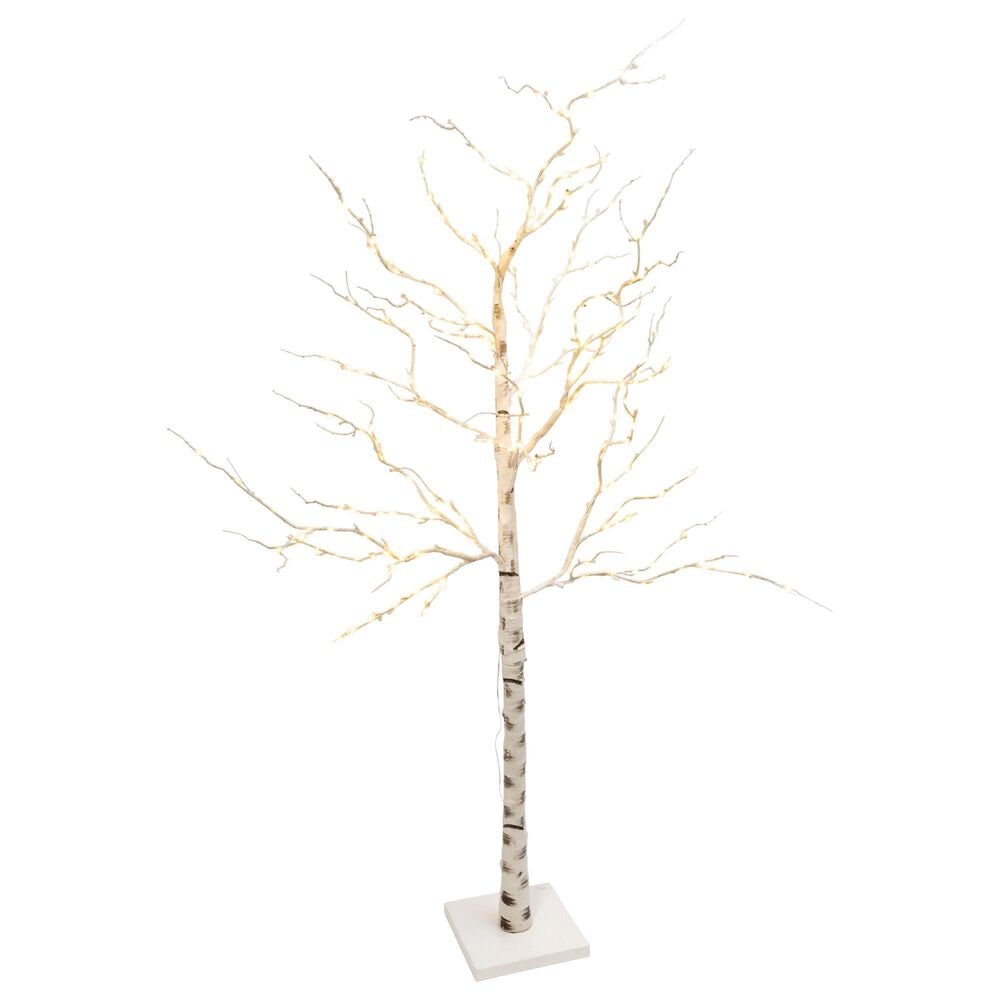 The Gerson Company 6.89" LED Illuminating Indoor Holiday Birch Tree in White, , large