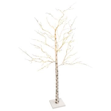 The Gerson Company 6.89" LED Illuminating Indoor Holiday Birch Tree in White, , large
