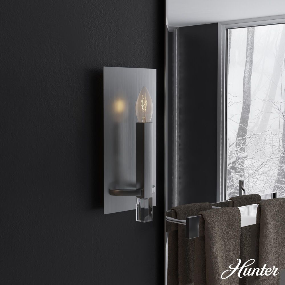 Hunter Sunjai 1-Light Wall Sconce in Brushed Nickel, , large