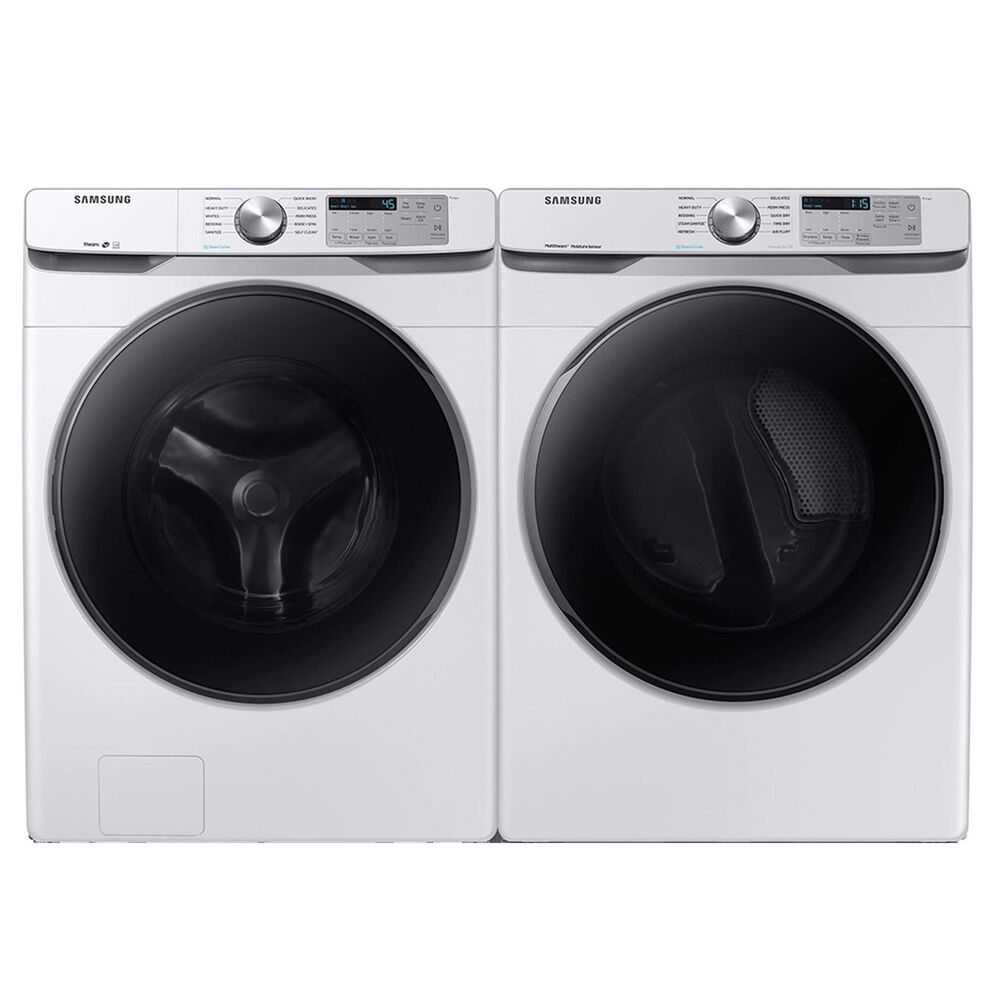 Samsung 4.5 Cu. Ft. Front Load Washer and 7.5 Cu. Ft. Electric Dryer with Steam Sanitize Laundry Pair in White, , large
