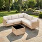Sunwell Garden 2-Piece Patio Modular Set with Corner Chair in Beige, , large
