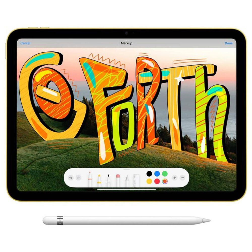 Apple 10.9&quot; iPad &#40;10th Gen.&#41; Wi-Fi Cellular - 64GB - Yellow with 2-Year AppleCare+, , large