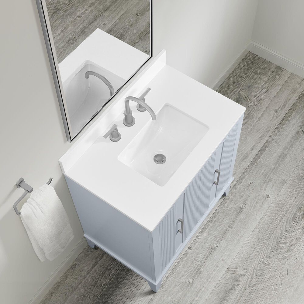 37B Fenwick 30" Single Bathroom Vanity in Soft Blue with Glossy White Composite Stone Top and Backsplash, , large