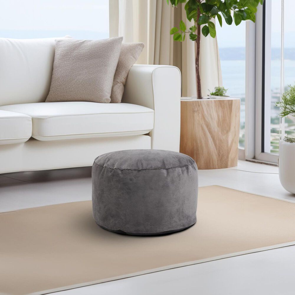 Howard Elliott Pana Short Pouf in Charcoal, , large