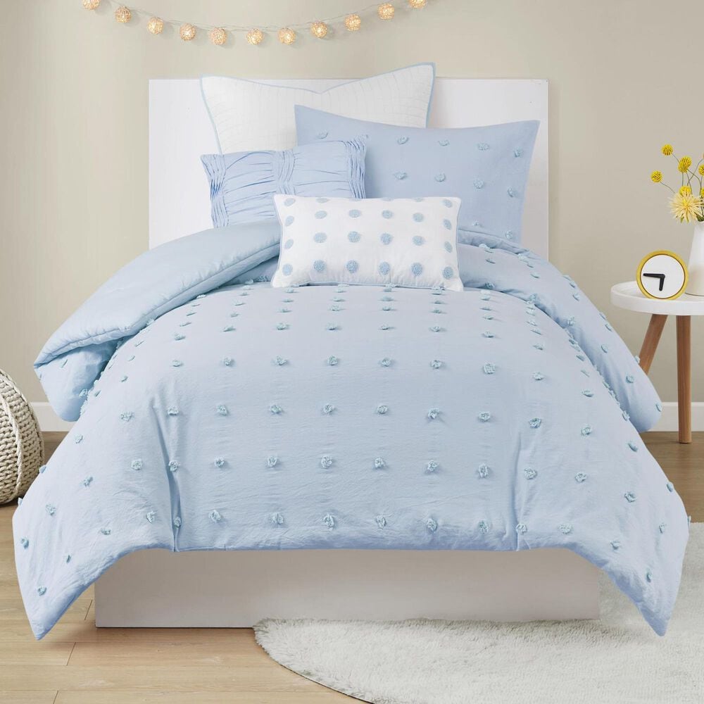 Hampton Park Brooklyn 5-Piece Twin/Twin XL Cotton Jacquard Comforter Set in Blue, , large