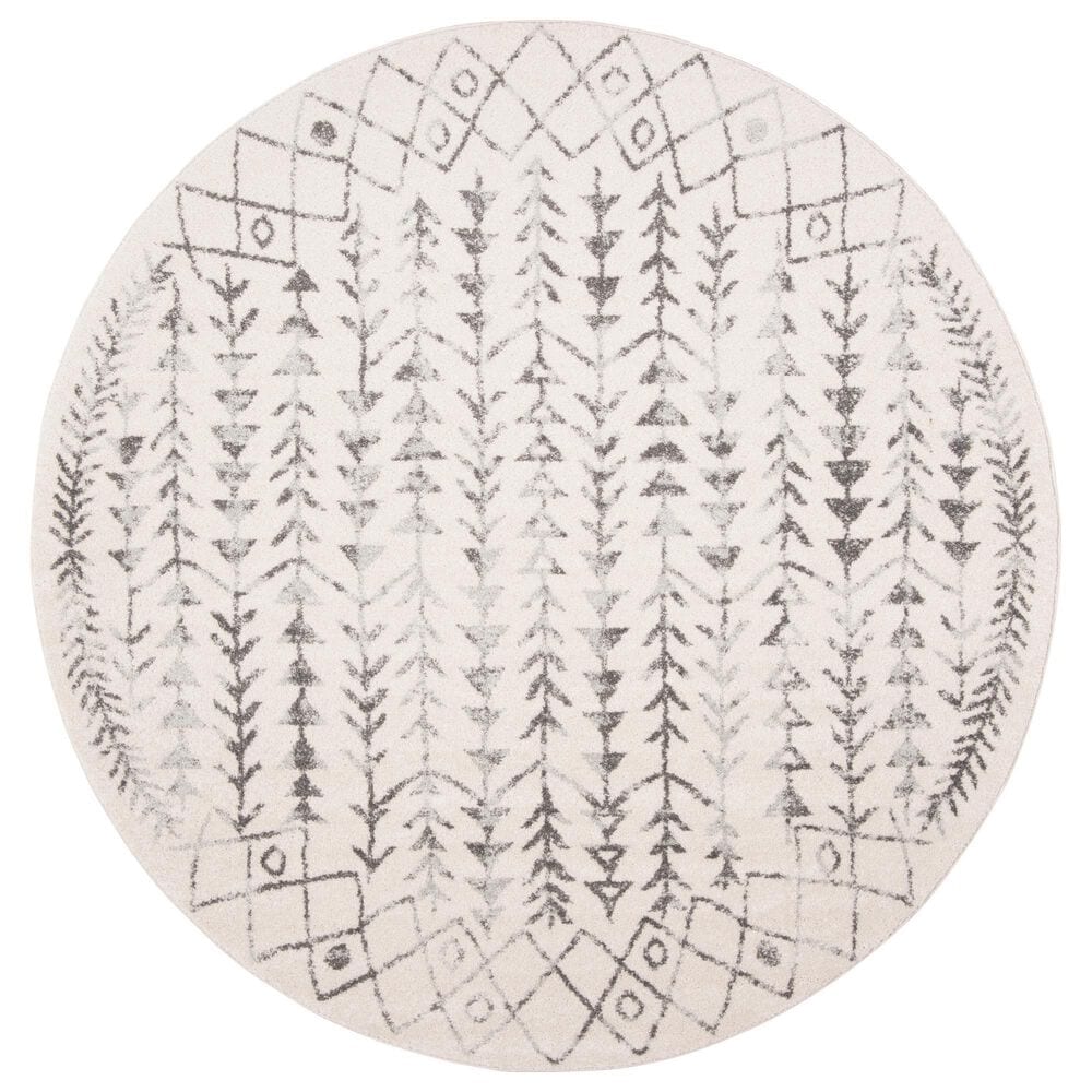 Safavieh Tulum TUL262A 6"7" Round Ivory and Grey Area Rug, , large