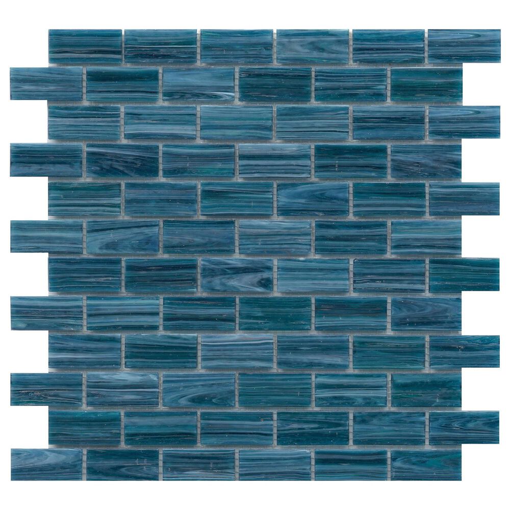 Emser Swirl Ocean 1" x 2" Rectangle on 12" x 12" Glass Mosaic Sheet, , large