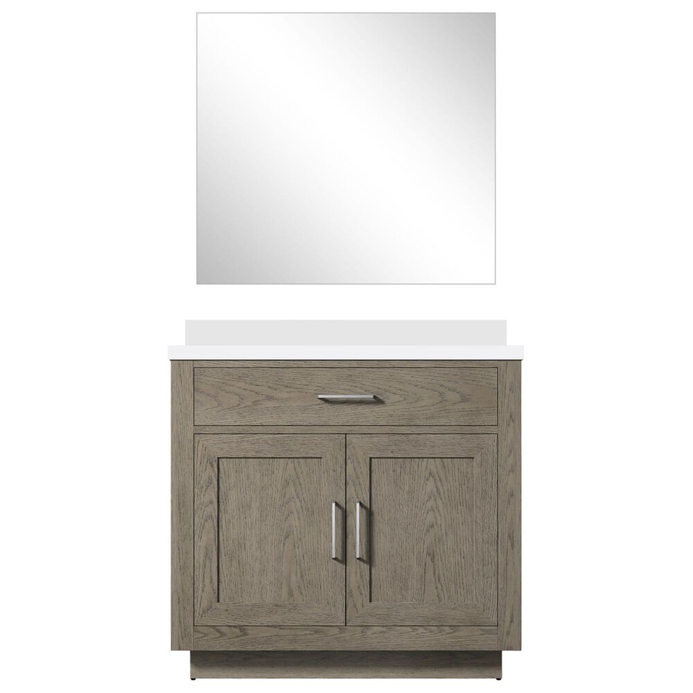 Lexora Home Abbey 36&quot; Single Bathroom Vanity in Black Oak with 2 cm White Quartz Top, Rectangular Sink and 34&quot; Mirror, , large