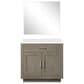 Lexora Home Abbey 36" Single Bathroom Vanity in Black Oak with 2 cm White Quartz Top, Rectangular Sink and 34" Mirror, , large