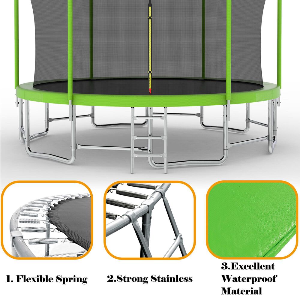 HOMLUX 16' Outdoor Trampoline Sports in Green, , large