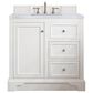 James Martin Vanities De Soto 36" Single Bathroom Vanity in Bright White with 3 cm Carrara White Marble Top and Rectangular Sink, , large