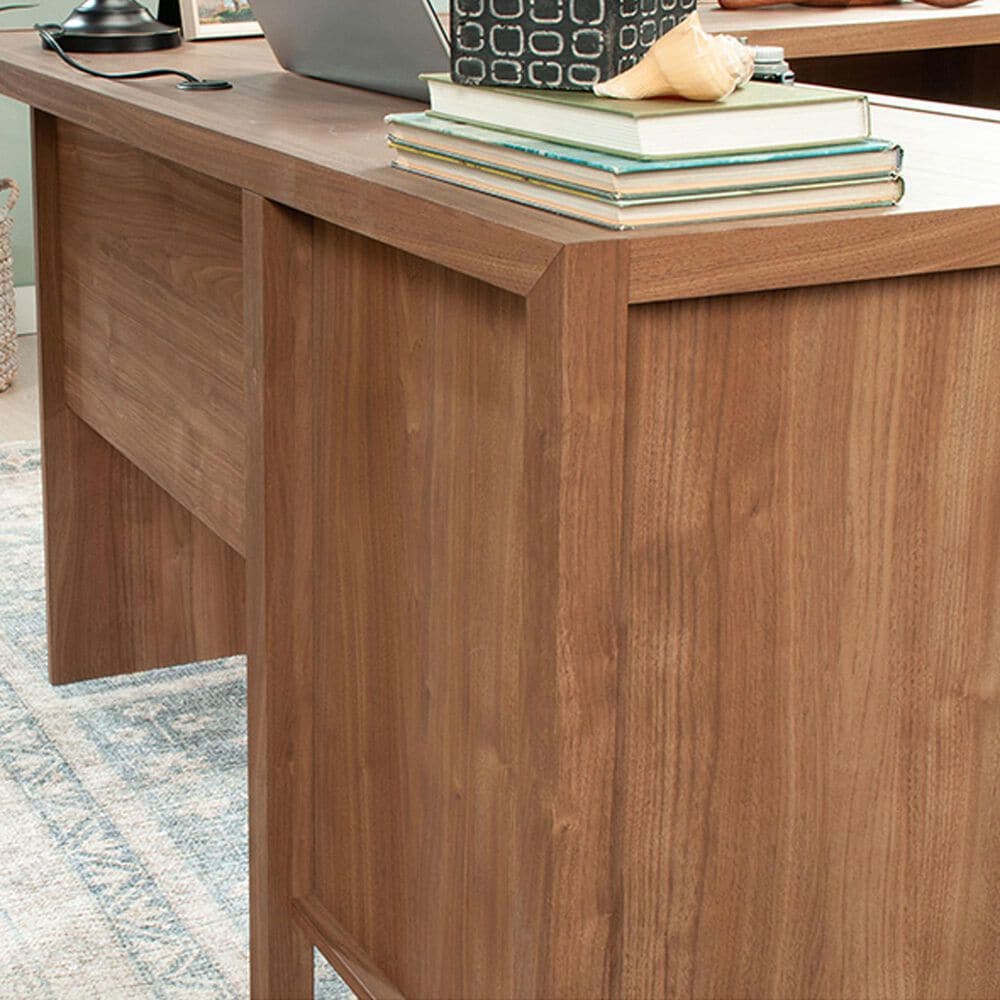Sauder Pacific View L-Shaped Desk in Saddle Walnut, , large