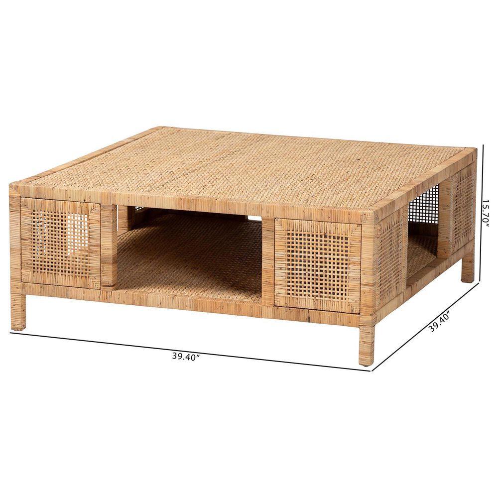 Baxton Studio Kalimantan Square Coffee Table in Light Honey, , large