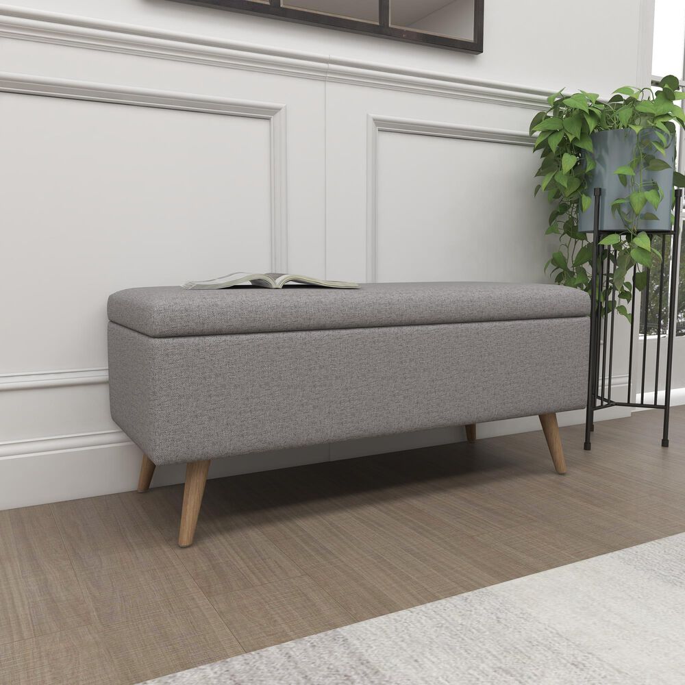 Maple and Jade Modern Storage Bench in Grey, , large