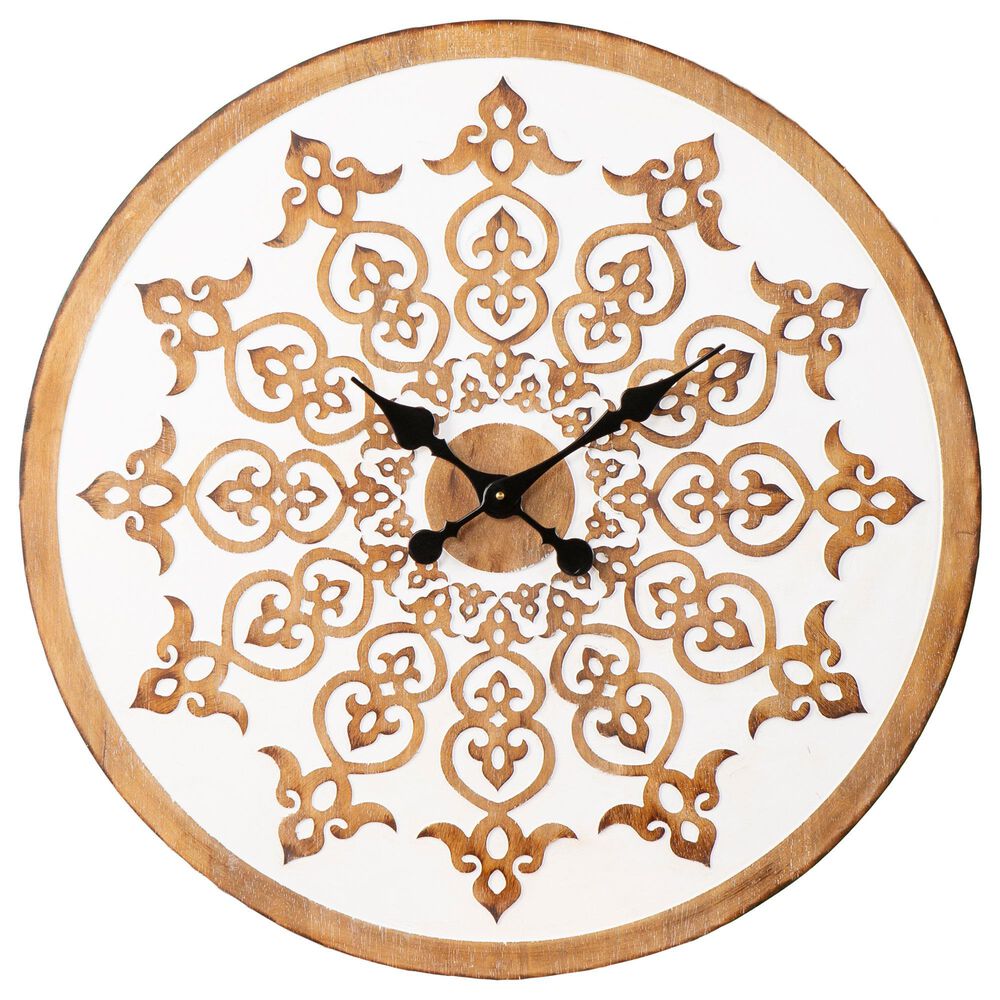 Southern Enterprises Moravelle Wall Clock in White, Natural and Black, , large